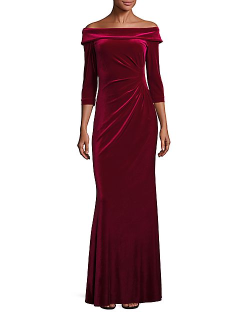 Teri Jon by Rickie Freeman - Velvet Off-The-Shoulder Gown