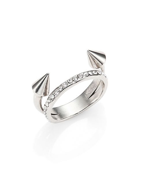 Vita Fede - Ultra Mini Titan Crystal Double-Band Ring/Silvertone