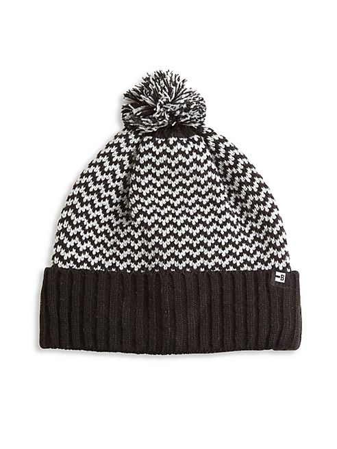 Block Headwear - Herringbone Knit Cuff Pom Beanie