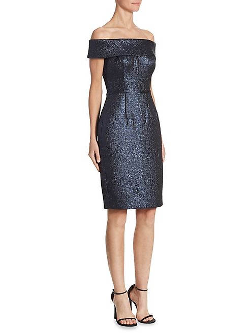 Teri Jon by Rickie Freeman - Jacquard Off-The-Shoulder Sheath Dress