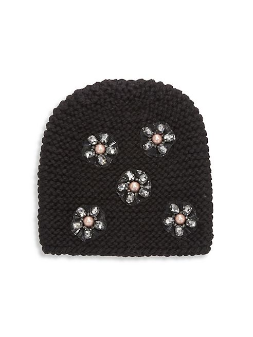 Jennifer Behr - Mod Flower-Embroidered Wool Beanie