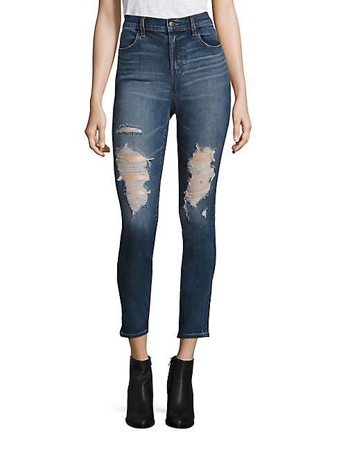 J BRAND - Maria High-Rise Distressed Skinny Jeans/Decoy Destruct