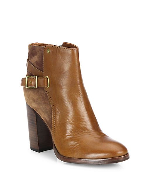 Frye - Claude Jodhpur Leather & Suede Block-Heel Booties