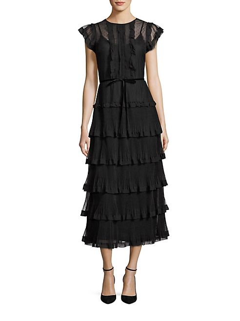 RED Valentino - Point D'Esprit Tiered Midi Dress