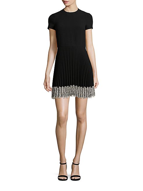 RED Valentino - Pleated Lace Hem Dress