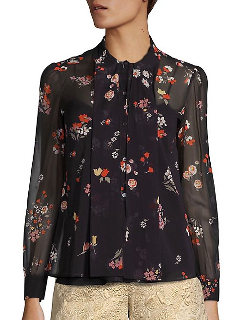 RED Valentino - Floral Print Silk Blouse