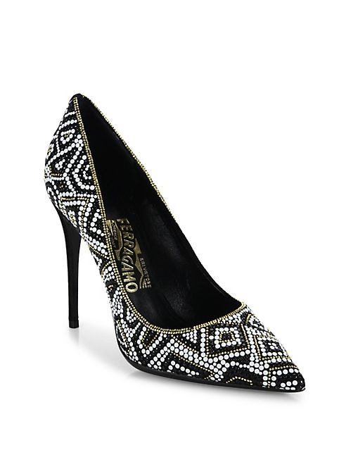 Salvatore Ferragamo - Flore Mosaic Leather Pumps