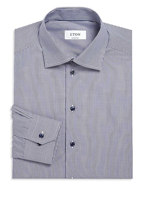 Eton - Contemporary-Fit Striped Cotton Dress Shirt