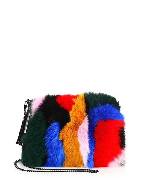 Loeffler Randall - Multicolor Fox Fur & Suede Tassel Pouch