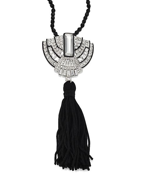 Kenneth Jay Lane - Beaded Crystal Pendant Tassel Necklace