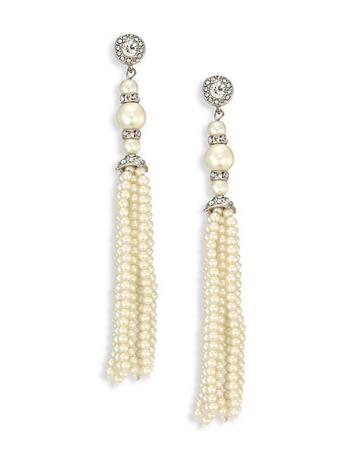 Kenneth Jay Lane - Crystal & Faux-Pearl Tassel Earrings