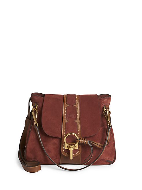 Chloé - Lexa Small Suede & Studded Leather Shoulder Bag