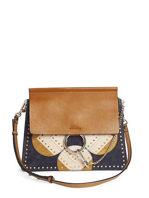 Chloé - Faye Medium Flower Python Patchwork Shoulder Bag