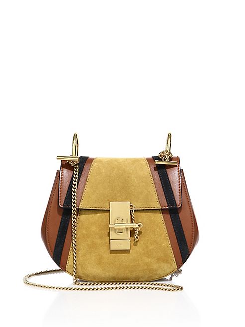 Chloé - Drew Mini Patchwork Leather & Suede Saddle Crossbody Bag