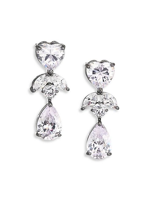 Fallon - Monarch Crystal Heart Double-Drop Earrings