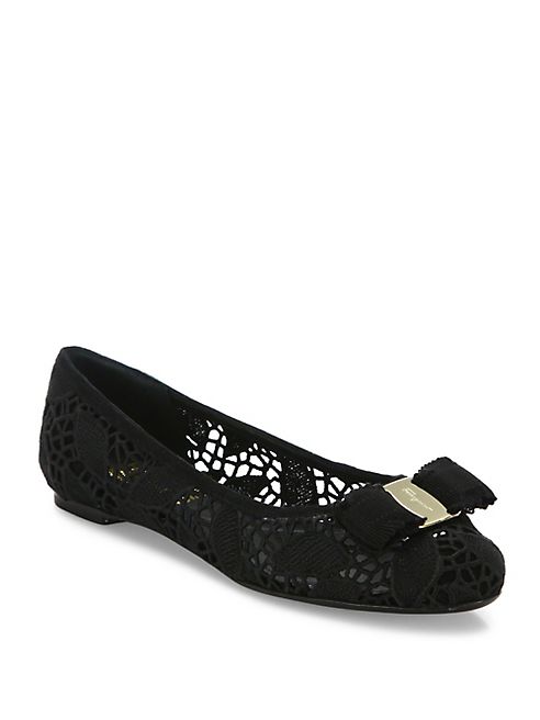 Salvatore Ferragamo - Varina Laced Leather Ballet Flats