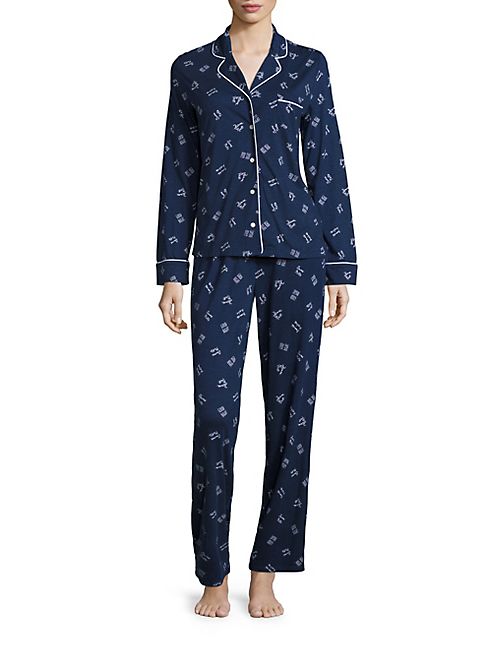 Saks Fifth Avenue Collection - Piped Printed Pajama Set