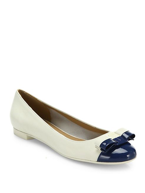 Salvatore Ferragamo - Elea Colorblock Vara Bow Leather Ballet Flats