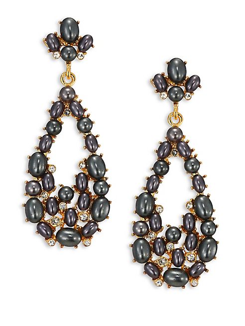 Kenneth Jay Lane - Crystal & Faux-Pearl Teardrop Earrings