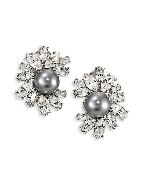 Kenneth Jay Lane - Crystal & Faux-Pearl Clip-On Earrings