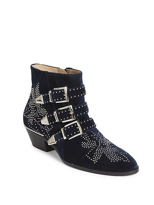 Chloé - Susanna Studded Velvet Ankle Boots