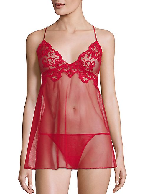 La Perla - Two-Piece Floral Vibes Silk Blend Lace Babydoll & Panty Set