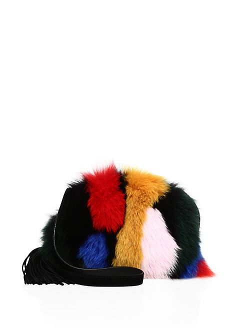 Loeffler Randall - Multicolor Fox Fur & Suede Crossbody Pouch