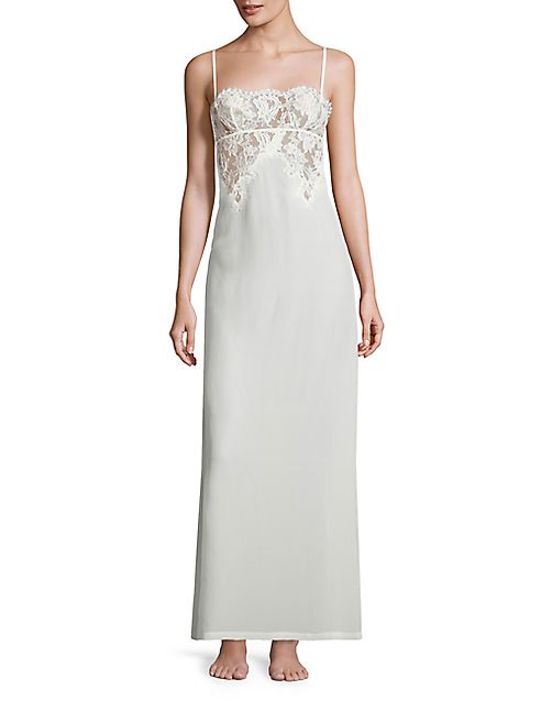 La Perla - Lace Story Long Silk Blend Nightgown