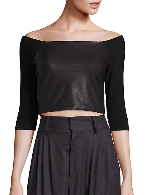 Alice + Olivia - Mel Cropped Off-the-Shoulder Top