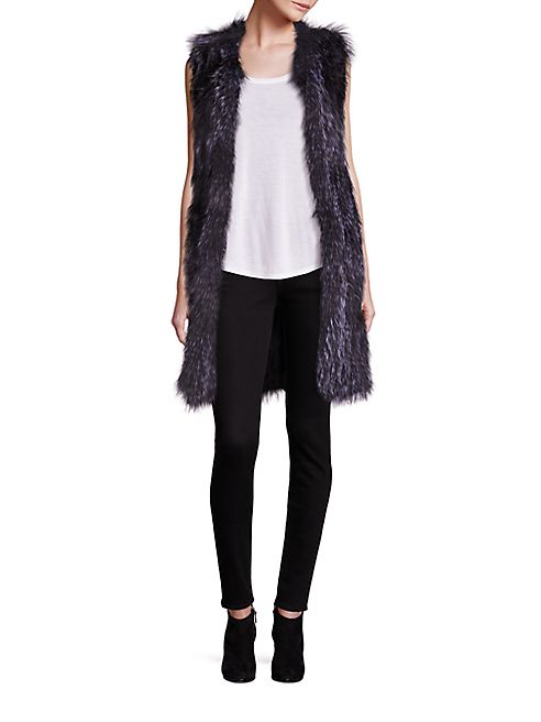 Adrienne Landau - Long Knit Fox Fur Vest