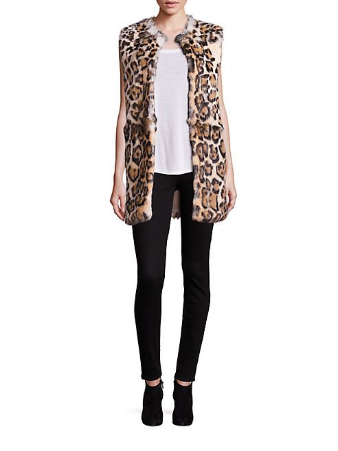 Adrienne Landau - Leopard-Print Rabbit Fur Vest