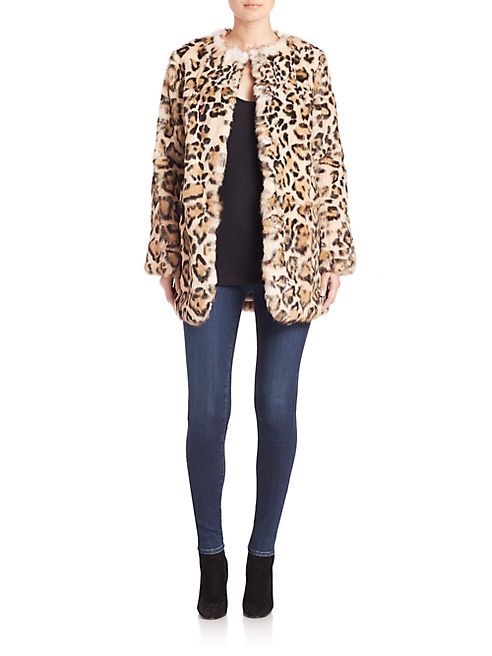 Adrienne Landau - Leopard-Print Rabbit Fur Coat