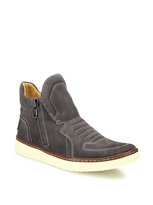 John Varvatos - Barrett Creeper Mid Top Zip Suede Sneaker