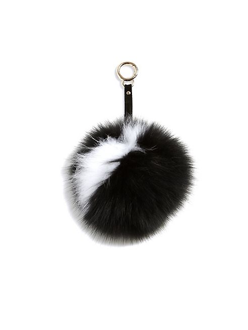 Adrienne Landau - Two-Tone Fox Fur Pom-Pom Keychain