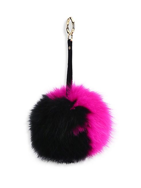 Adrienne Landau - Two-Tone Fox Fur Pom-Pom Keychain