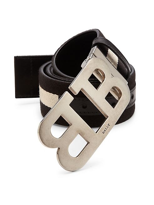 Bally - Striped Cotton Blend Belt