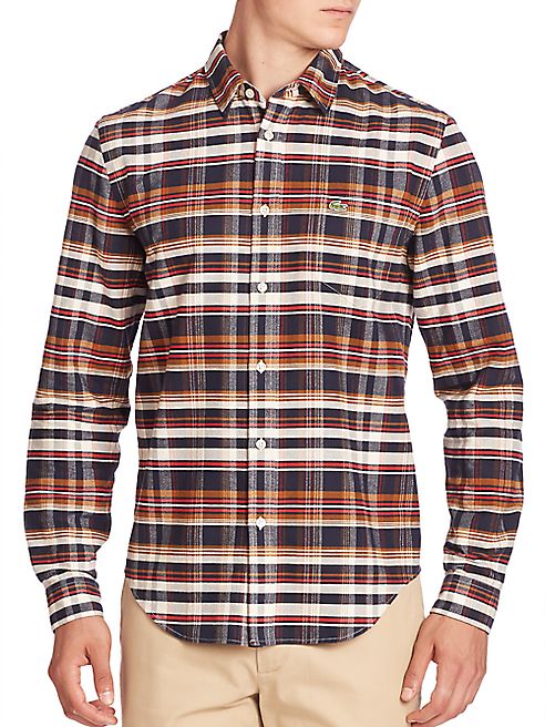 Lacoste - Long Sleeve Brushed Twill Plaid Shirt