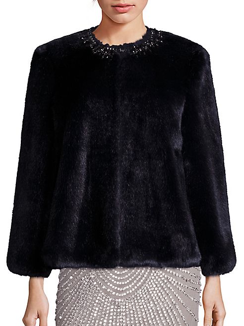 ALBERTO MAKALI - Embellished Faux Fur Jacket