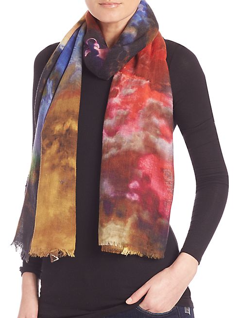 Bindya - Cloud-Print Cashmere & Silk Scarf