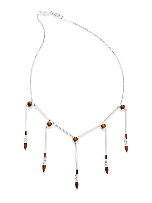 Pamela Love - Tiered Tiger's Eye & Sterling Silver Column Necklace