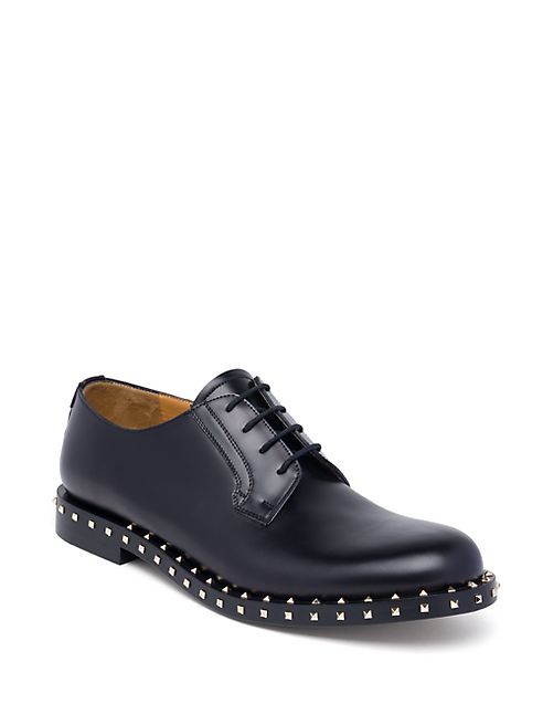 Valentino - Studded Leather Lace-Up Derby Shoes