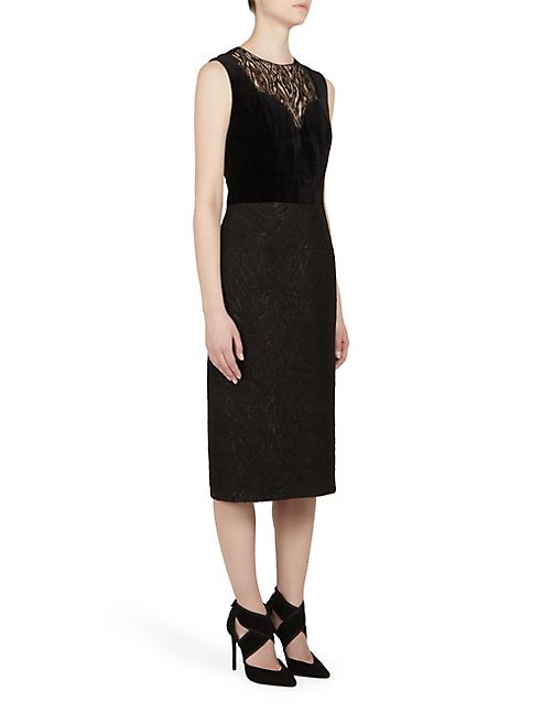 Lanvin - Sleeveless Velvet & Lace Dress