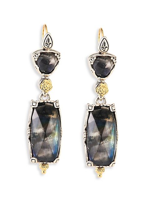 Konstantino - Cassiopeia Doublet Spectrolite, 18K Yellow Gold, & Sterling Silver Drop Earrings