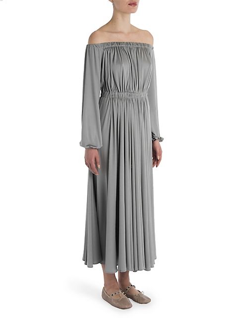 Valentino - Off-The-Shoulder Silk Dress