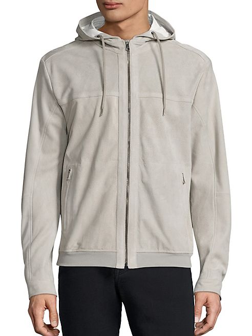 Saks Fifth Avenue Collection - Suede Perforated Hoodie