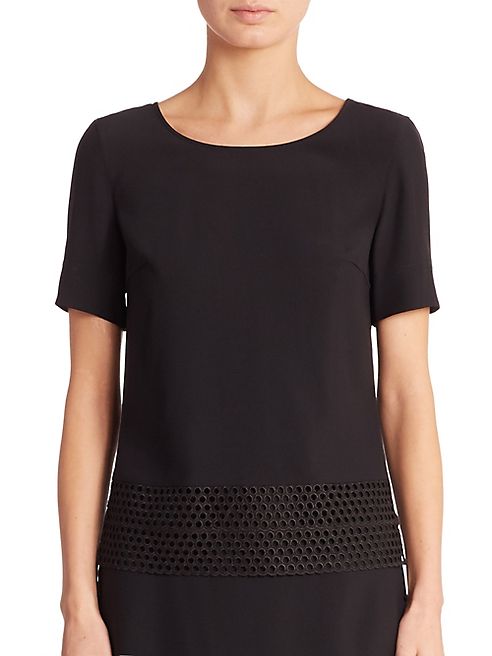 Akris punto - Short Sleeve Perforated Top