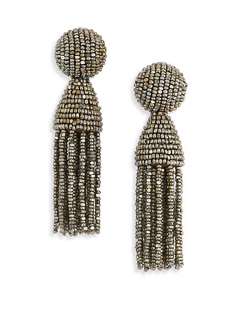 Oscar de la Renta - Short Beaded Tassel Clip-On Earrings