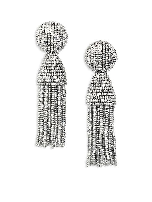 Oscar de la Renta - Short Beaded Tassel Clip-On Earrings