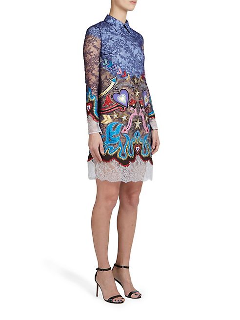 Mary Katrantzou - Long Sleeve Embellished Lace Dress