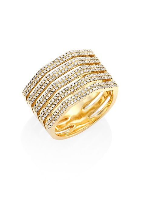 Ron Hami - Five-Row Diamond & 18K Yellow Gold Ring